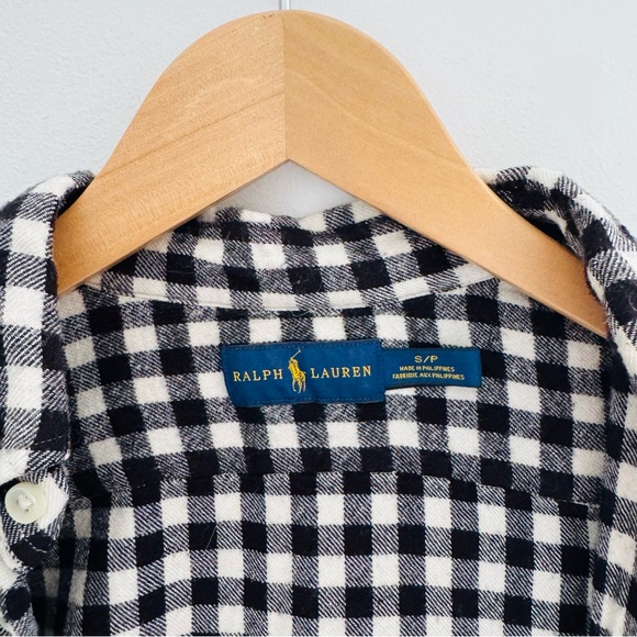 RALPH LAUREN | Black And White Plaid Flannel Shirt Size Small - Picture 4 of 5